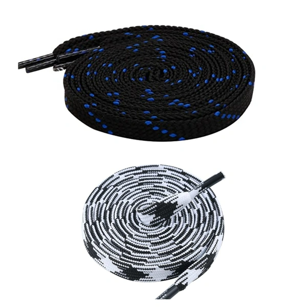 GRAH SANGRAH Flat Shoelace | 2 Pair (1 Pair Per Single Color) Unisex Shoelaces for Sport, Running Casual Shoes - 120 CM, Black Blue_ Black