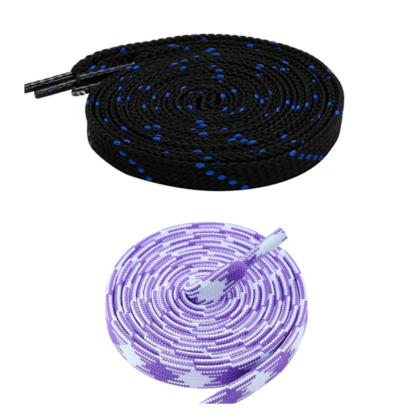 GRAH SANGRAH Flat Shoelace | 2 Pair (1 Pair Per Single Color) Unisex Shoelaces for Sport, Running Casual Shoes - 120 CM, Black Blue_ Purple