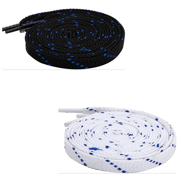 GRAH SANGRAH® 2 Pair (1 Pair Per Single Color) Flat Unisex Shoelaces For Casual, Running Sports Shoes Double Color Twil - 120 CM, Black Blue- White Blue