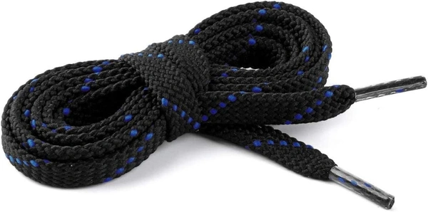 GRAH SANGRAH® (2 Pair) Flat Shoelaces for Athletic, Casual , Sports, Gym Shoes Double Color Twill - 120 CM, BLK BLUE