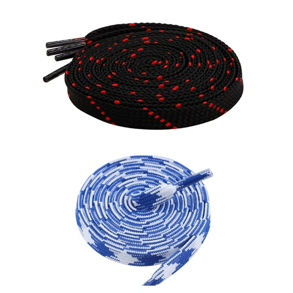 GRAH SANGRAH Flat Shoelace | 2 Pair (1 Pair Per Single Color) Unisex Shoelaces for Sport, Running Casual Shoes - 120 CM, Black Red_ Blue