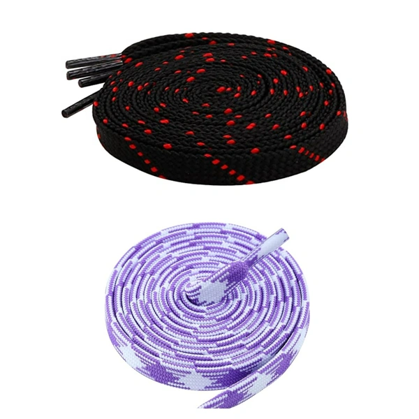 GRAH SANGRAH Flat Shoelace | 2 Pair (1 Pair Per Single Color) Unisex Shoelaces for Sport, Running Casual Shoes - 120 CM, Black Red_ Purple