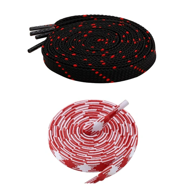 GRAH SANGRAH Flat Shoelace | 2 Pair (1 Pair Per Single Color) Unisex Shoelaces for Sport, Running Casual Shoes - 120 CM, Black Red_ Red