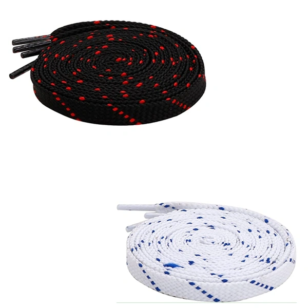 GRAH SANGRAH® 2 Pair (1 Pair Per Single Color) Flat Unisex Shoelaces For Casual, Running Sports Shoes Double Color Twil - 120 CM, Black Red-White Blue