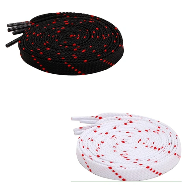 GRAH SANGRAH® 2 Pair (1 Pair Per Single Color) Flat Unisex Shoelaces For Casual, Running Sports Shoes Double Color Twil - 120 CM, Black Red-White Red
