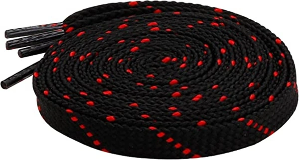 GRAH SANGRAH® 2 Pair (1 Pair Per Single Color) Flat Unisex Shoelaces For Casual, Running Sports Shoes Double Color Twil - 120 CM, Black Red-Red White