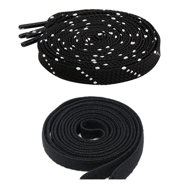 GRAH SANGRAH® 1 Pair FLAT | 1 Pair Round | Unisex Shoe Lace for Running, Sport or Gym Shoelace (2 Pair | 120 CM) - 120 CM, Black