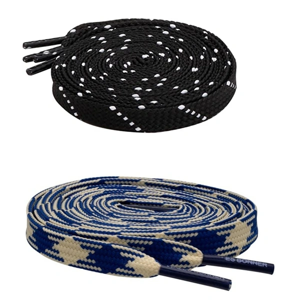 GRAH SANGRAH Flat Shoelace | 2 Pair (1 Pair Per Single Color) Unisex Shoelaces for Sport, Running Casual Shoes - 150 CM, Black White_ Navy