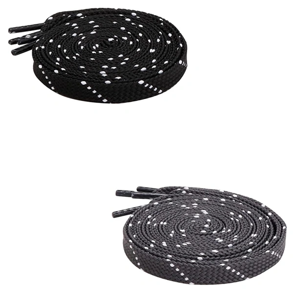 GRAH SANGRAH® 2 Pair (1 Pair Per Single Color) Flat Unisex Shoelaces For Casual, Running Sports Shoes Double Color Twil - 150 CM, BLK WHT-GREY