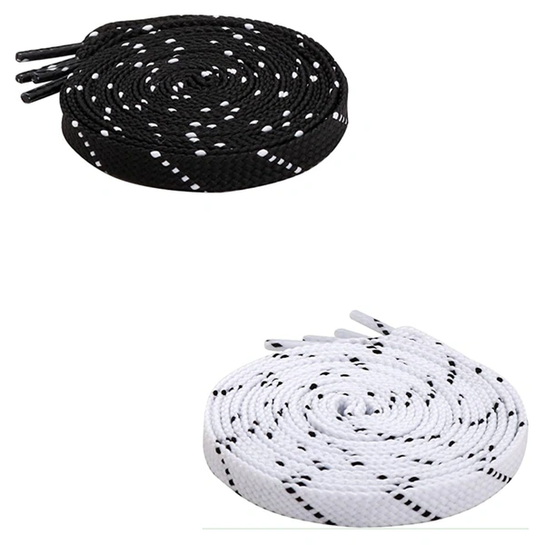 GRAH SANGRAH® 2 Pair (1 Pair Per Single Color) Flat Unisex Shoelaces For Casual, Running Sports Shoes Double Color Twil - 150 CM, Black White-White Black
