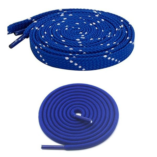 GRAH SANGRAH® 1 Pair FLAT | 1 Pair Round | Unisex Shoe Lace for Running, Sport or Gym Shoelace (2 Pair | 120 CM) - 120 CM, Blue