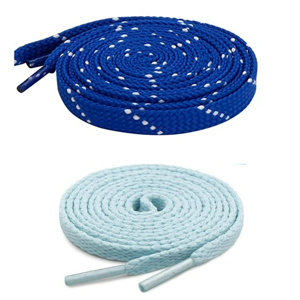 GRAH SANGRAH® 1 Pair FLAT | 1 Pair Round | Unisex Shoe Lace for Running, Sport or Gym Shoelace (2 Pair | 120 CM) - 120 CM, Blue_ Moon Light