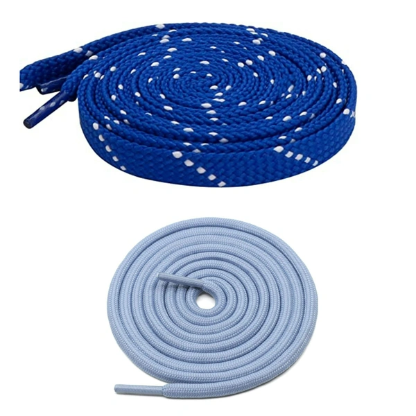 GRAH SANGRAH® 1 Pair FLAT | 1 Pair Round | Unisex Shoe Lace for Running, Sport or Gym Shoelace (2 Pair | 120 CM) - 120 CM, Blue_ Sky