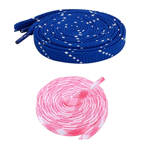 GRAH SANGRAH Flat Shoelace | 2 Pair (1 Pair Per Single Color) Unisex Shoelaces for Sport, Running Casual Shoes - 120 CM, Blue White_ Pink
