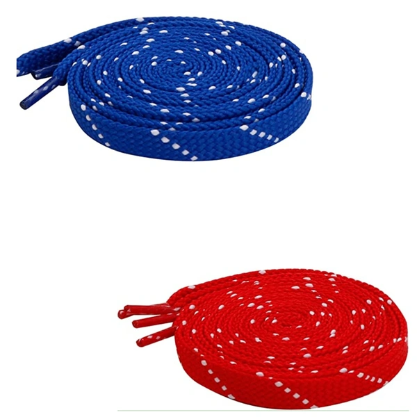 GRAH SANGRAH® 2 Pair (1 Pair Per Single Color) Flat Unisex Shoelaces For Casual, Running Sports Shoes Double Color Twil - 120 CM, Blue-Red