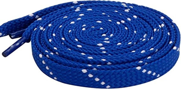 GRAH SANGRAH® 2 Pair (1 Pair Per Single Color) Flat Unisex Shoelaces For Casual, Running Sports Shoes Double Color Twil - 120 CM, Black Blue-Blue White