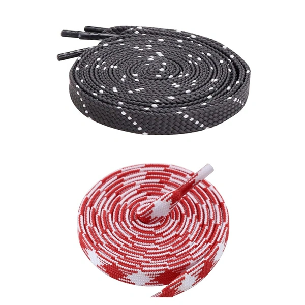 GRAH SANGRAH Flat Shoelace | 2 Pair (1 Pair Per Single Color) Unisex Shoelaces for Sport, Running Casual Shoes - 150 CM, Grey White_ Red