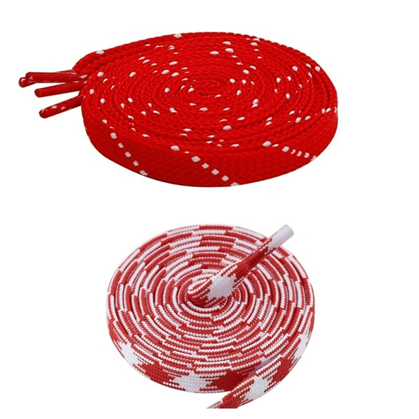 GRAH SANGRAH Flat Shoelace | 2 Pair (1 Pair Per Single Color) Unisex Shoelaces for Sport, Running Casual Shoes - 150 CM, Red White_ Red