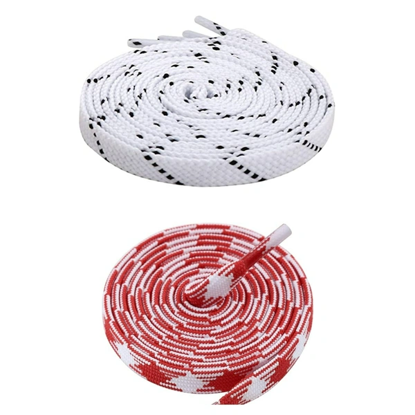 GRAH SANGRAH Flat Shoelace | 2 Pair (1 Pair Per Single Color) Unisex Shoelaces for Sport, Running Casual Shoes - 150 CM, White Black_ Red