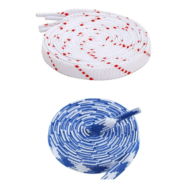 GRAH SANGRAH Flat Shoelace | 2 Pair (1 Pair Per Single Color) Unisex Shoelaces for Sport, Running Casual Shoes - 120 CM, White Red_ Blue