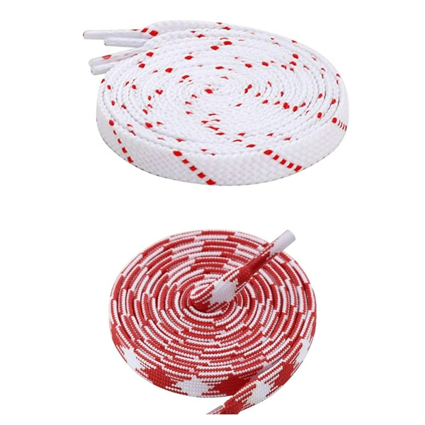 GRAH SANGRAH Flat Shoelace | 2 Pair (1 Pair Per Single Color) Unisex Shoelaces for Sport, Running Casual Shoes - 120 CM, White Red_ Red