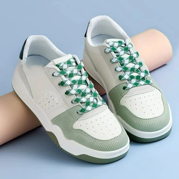 GRAH SANGRAH® 2 Pairs Fashionable Double Layer Flat Colored Shoe laces for Sneakers - 150 CM, Green White