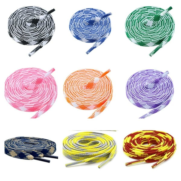 GRAH SANGRAH® 2 Pairs Fashionable Double Layer Flat Colored Shoe laces for Sneakers - 150 CM, Pink White