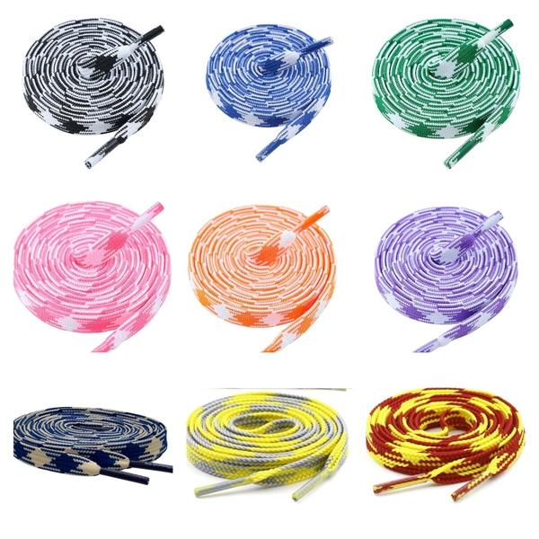 GRAH SANGRAH Flat Shoelace | 2 Pair (1 Pair Per Single Color) Unisex Shoelaces for Sport, Running Casual Shoes - 120 CM, Grey White_ Orange