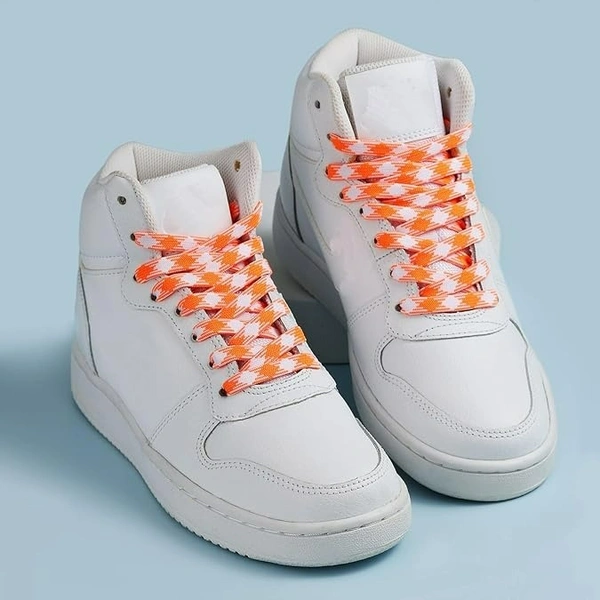 GRAH SANGRAH® 2 Pair | 1 Pair 120 CM | 1 Pair 150 CM| Flat, Sport or Gym Sneaker Shoelace - 120 or 150 CM, Orange White