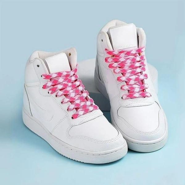 GRAH SANGRAH® 2 Pairs | Fashionable Double Layer Flat Colored | Unisex Shoe laces for Sneakers - 150 CM, Purple White_ pink White