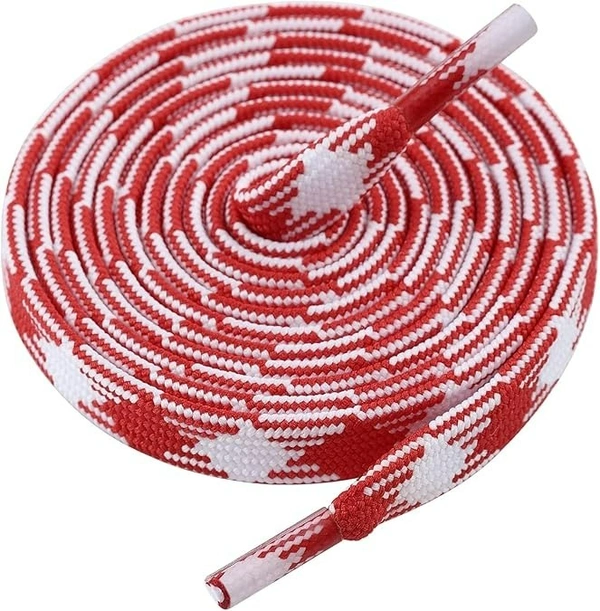 GRAH SANGRAH® 2 Pair | 1 Pair 120 CM | 1 Pair 150 CM| Flat, Sport or Gym Sneaker Shoelace - 120 or 150 CM, Red White