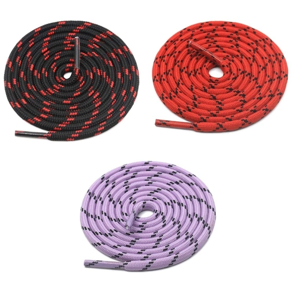 GRAH SANGRAH® (3 Pair) (1 Pair Per Single Color) Shoes Laces Athletic Shoelaces For Sport/Running Shoes Shoe Strings - 120 CM, Black Red/ Red Black / Purple