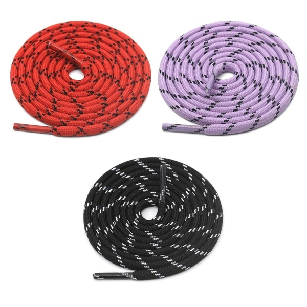 GRAH SANGRAH® (3 Pair) (1 Pair Per Single Color) Shoes Laces Athletic Shoelaces For Sport/Running Shoes Shoe Strings - 120 CM, Red Black / Purple / Black White