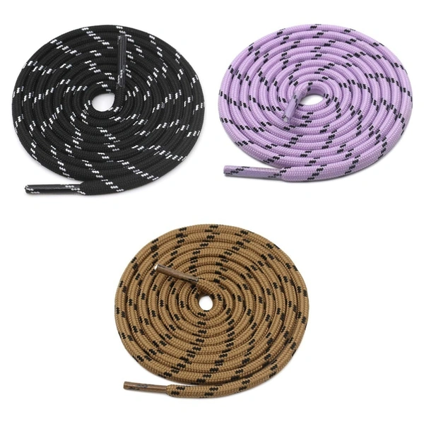 GRAH SANGRAH® (3 Pair) (1 Pair Per Single Color) Shoes Laces Athletic Shoelaces For Sport/Running Shoes Shoe Strings - 120 CM, Black White / Purple / Brown