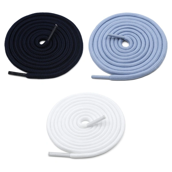 GRAH SANGRAH® 3 Pair (1 Pair Per Single Color) Unisex Shoes Laces For Sport, Running Casual Gym Shoelaces - 120 CM, Navy-Sky-White
