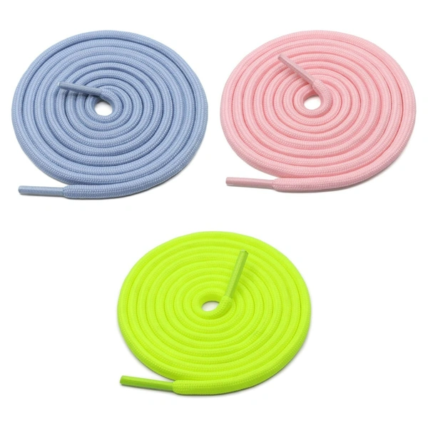 GRAH SANGRAH® 3 Pair (1 Pair Per Single Color) Unisex Shoes Laces For Sport, Running Casual Gym Shoelaces - 120 CM, Sky_ Pink_ Fluorescen