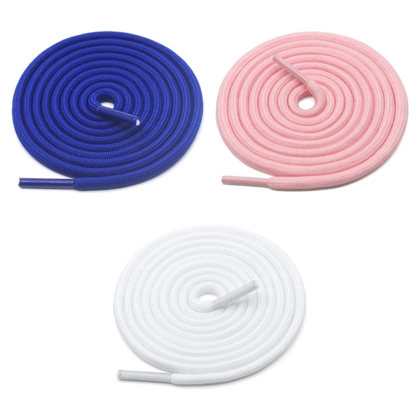 GRAH SANGRAH® 3 Pair (1 Pair Per Single Color) Unisex Shoes Laces For Sport, Running Casual Gym Shoelaces - 120 CM, Blue-Pink-White