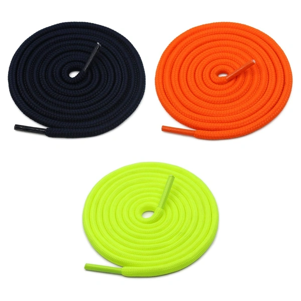 GRAH SANGRAH® 3 Pair (1 Pair Per Single Color) Unisex Shoes Laces For Sport, Running Casual Gym Shoelaces - 120 CM, Navy_ Orange _ Fluorescent