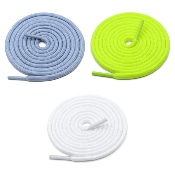 GRAH SANGRAH® 3 Pair (1 Pair Per Single Color) Unisex Shoes Laces For Sport, Running Casual Gym Shoelaces - 120 CM, Sky_ Fluorescent_ White