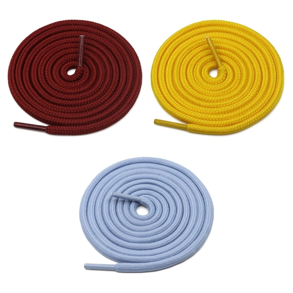 GRAH SANGRAH® 3 Pair (1 Pair Per Single Color) Unisex Shoes Laces For Sport, Running Casual Gym Shoelaces - 120 CM, Maroon-Yellow-Sky
