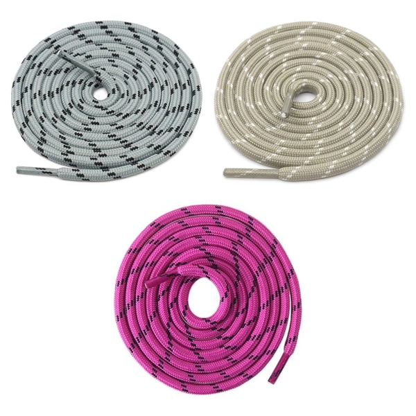 GRAH SANGRAH® (3 Pair) (1 Pair Per Single Color) Shoes Laces Athletic Shoelaces For Sport/Running Shoes Shoe Strings - 120 CM, Grey Black / Beige / Hot Pink