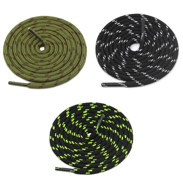 GRAH SANGRAH® (3 Pair) (1 Pair Per Single Color) Shoes Laces Athletic Shoelaces For Sport/Running Shoes Shoe Strings - 120 CM, Army Green-Black Fluorescent-Black White