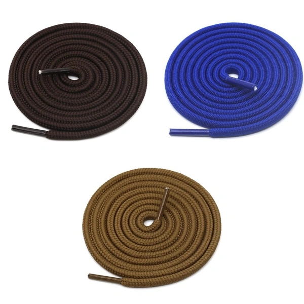 GRAH SANGRAH® 3 Pair (1 Pair Per Single Color) Unisex Shoes Laces For Sport, Running Casual Gym Shoelaces - 120 CM, D.Brown-L.Brown-Blue