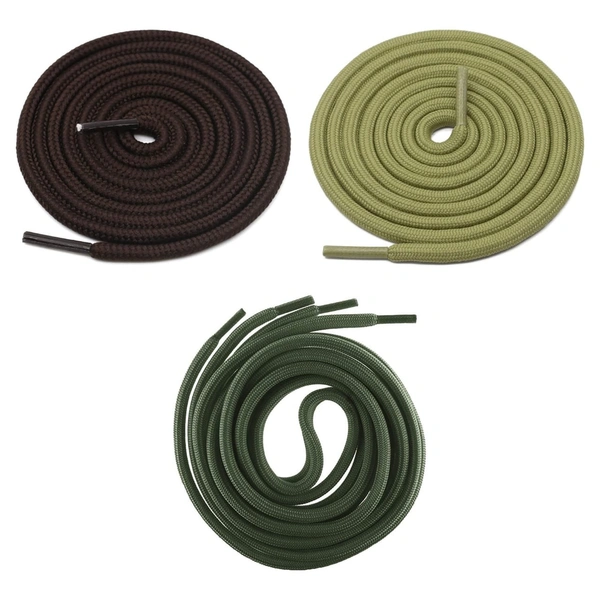 GRAH SANGRAH® 3 Pair (1 Pair Per Single Color) Unisex Shoes Laces For Sport, Running Casual Gym Shoelaces - 120 CM, Dark Brown / Olive / Army Green