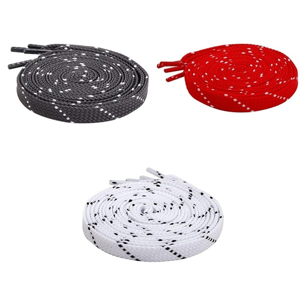 GRAH SANGRAH® 3 Pair (1 Pair Per Single Color) Flat Unisex Shoelaces For Casual, Running Sports Shoes Double Color Twill - 120 CM, Grey / Red / White