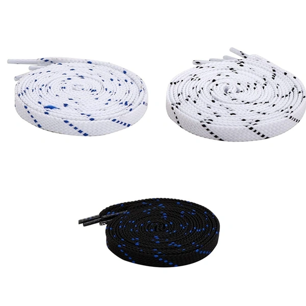 GRAH SANGRAH® 3 Pair (1 Pair Per Single Color) Flat Unisex Shoelaces For Casual, Running Sports Shoes Double Color Twill - 120 CM, Black / White Black / White Blue