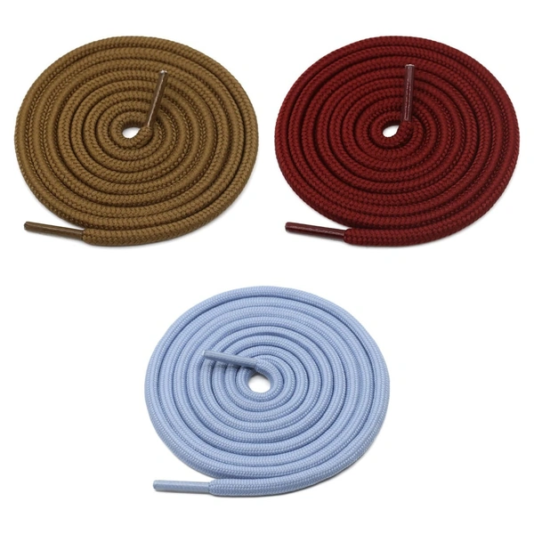 GRAH SANGRAH® 3 Pair (1 Pair Per Single Color) Unisex Shoes Laces For Sport, Running Casual Gym Shoelaces - 120 CM, L.Brown-Maroon-Sky