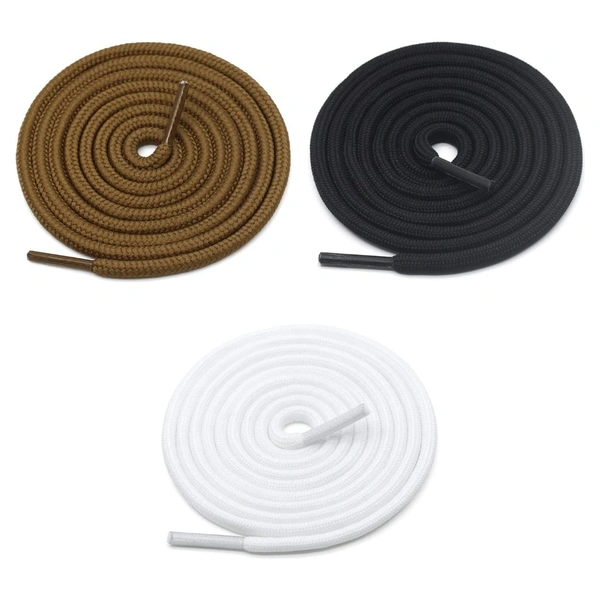 GRAH SANGRAH® 3 Pair (1 Pair Per Single Color) Unisex Shoes Laces For Sport, Running Casual Gym Shoelaces - 120 CM, Light Brown / Black / White