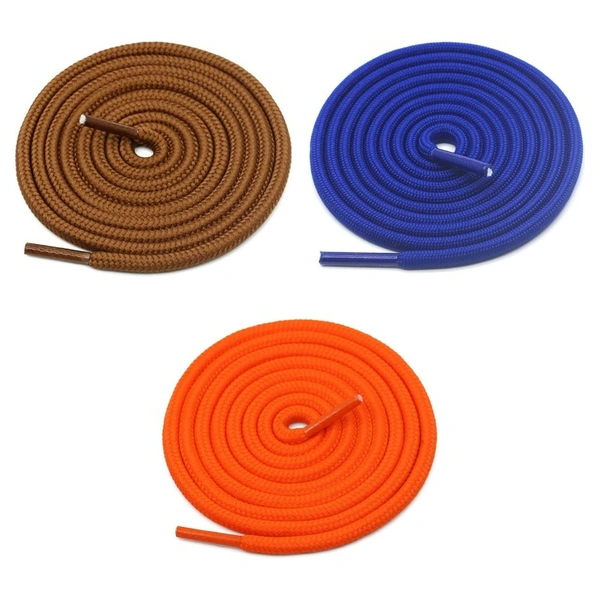 GRAH SANGRAH® 3 Pair (1 Pair Per Single Color) Unisex Shoes Laces For Sport, Running Casual Gym Shoelaces - 120 CM, Blue _ Orange _ Camel