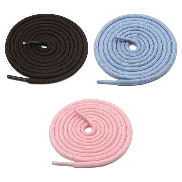 GRAH SANGRAH® 3 Pair (1 Pair Per Single Color) Unisex Shoes Laces For Sport, Running Casual Gym Shoelaces - 120 CM, Sky_ Pink_ Dark Brown